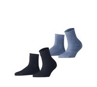 ESPRIT Women's Fine Mesh Multipack W Sso Cotton Plain 2 Pairs Socks, Blue Navy 0040, 5.5-8