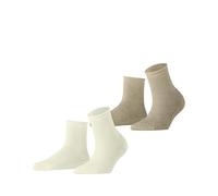 ESPRIT Women's Fine Mesh Multipack W Sso Cotton Plain 2 Pairs Socks, Multicolor Beige Brown 0010, 2.5-5