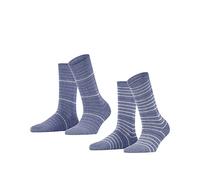 ESPRIT Women's Fine Stripe 2-Pack Socks, Cotton, Blue (Jeans 6458), 2.5-5 (Pack Of 2)