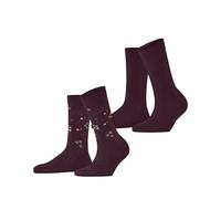 ESPRIT Women's Flower Rib 2-Pack Socks Breathable Cotton Mid-Calf Length Patterned 2 Pairs