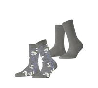 ESPRIT Women's Flower Sketch Multipack W So Cotton Patterned 2 Pairs Socks, Grey Light 3400, 5.5-8