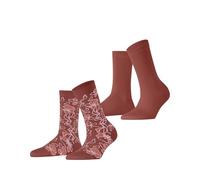 ESPRIT Women's Flower Sketch Multipack W So Cotton Patterned 2 Pairs Socks, Red Rust 8721, 5.5-8