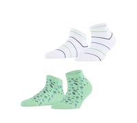 ESPRIT Women's Flowers & Stripes 2-Pack W Sn Cotton Low-Cut Patterned Trainer Socks 2 pairs, Green Mint 7537, 2.5-5