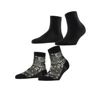 ESPRIT Women's Geranium Multipack W Sso Cotton Low-Cut Patterned 2 Pairs Trainer Socks, Black Mix 0050, 5.5-8