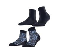 ESPRIT Women's Geranium Multipack W Sso Cotton Low-Cut Patterned 2 Pairs Trainer Socks, Blue Navy Mix 0040, 2.5-5