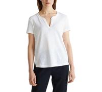 ESPRIT Women's Linen Blend Henley Shirt T-Shirt Short Sleeve Shirt, White, S