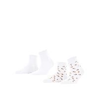 ESPRIT Women's Mini Flower 2-Pack W SSO Cotton Patterned Multipack 2 Pairs Short Socks, White (Off-White 2010), 2.5-5