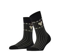ESPRIT Women's Norwegian Heart W So Cotton Patterned Socks 1 Pair, Black 3000, 2.5-5