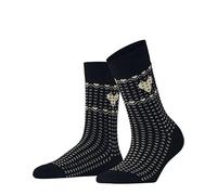 ESPRIT Women's Norwegian Heart W So Cotton Patterned Socks 1 Pair, Blue Marine 6120, 5.5-8