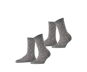 ESPRIT Women's Petite Flowers Multipack W So Viscose Patterned 2 Pairs Socks, Grey Light 3400, 2.5-5