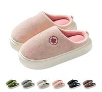 Esprit Women's Plush Slippers Closed Fluffy Cotton Shoes Warm Plush Slippers Thermal Cuddly Slippers Wide Feet Felt Slippers Lined Slippers Non-Slip, White, 4 UK