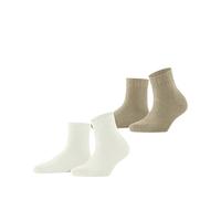 ESPRIT Women's Plush W Sso Cotton Plain 2 Pairs Socks, Multicolor Off-White Sand Melange 0010, 2.5-5