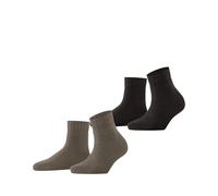 ESPRIT Women's Plush W Sso Cotton Plain Socks 2 Pairs, Nutmeg Melange Dark Brown 0020, 5.5-8