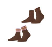 ESPRIT Women's Retro Glitter Multipack W Sso Cotton Patterned 2 Pairs Socks, Brown Rosewood 5225, 2.5-5
