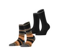 ESPRIT Women's Retro Stripe Multipack W So Cotton Patterned 2 Pairs Socks, Black 3000, 5.5-8