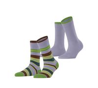 ESPRIT Women's Retro Stripe Multipack W So Cotton Patterned 2 Pairs Socks, Blue Fog 6850, 5.5-8