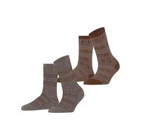 ESPRIT Women's Sami Pattern Double Pack W So Cotton Patterned 2 Pairs Socks, Multicolor Brown Grey Mix 0020, 2.5-5