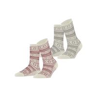 ESPRIT Women's Sami Pattern Double Pack W So Cotton Patterned 2 Pairs Socks, Multicolor Grey Red 0050, 2.5-5