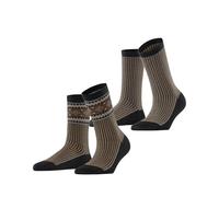 ESPRIT Women's Scandi Multipack W So Cotton Wool Patterned 2 Pairs Socks, Black 3000, 5.5-8