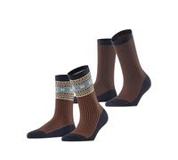 ESPRIT Women's Scandi Multipack W So Cotton Wool Patterned 2 Pairs Socks, Blue Marine 6120, 5.5-8