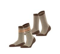 ESPRIT Women's Scandi Multipack W So Cotton Wool Patterned 2 Pairs Socks, Brown Rosewood 5225, 5.5-8