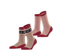 ESPRIT Women's Scandi Multipack W So Cotton Wool Patterned 2 Pairs Socks, Red Flash 8154, 2.5-5