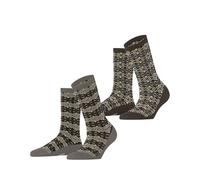 ESPRIT Women's Scandinavian Multipack W So Cotton Patterned Socks 2 Pairs, Brown Taupe Melange 0020, 5.5-8