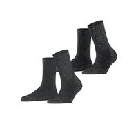 ESPRIT Women's Shimmer Multipack W So Cotton Patterned 2 Pairs Socks, Grey Dark 0050, 5.5-8