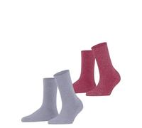 ESPRIT Women's Shimmer Multipack W So Cotton Patterned 2 Pairs Socks, Multicolor Lila Pink 0010, 2.5-5