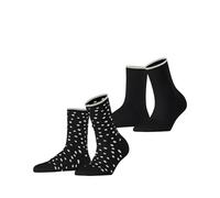 ESPRIT Women's Sketched Dot Multipack W So Cotton Patterned 2 Pairs Socks, Black 3000, 5.5-8