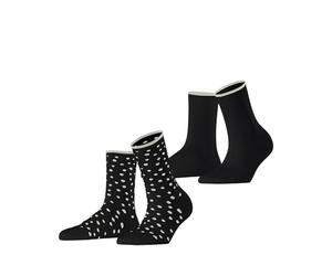 ESPRIT Women's Sketched Dot Multipack W So Cotton Patterned 2 Pairs Socks, Black 3000, 5.5-8