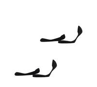 ESPRIT Women's Solid Low Double Pack W In Cotton No-Show Plain 2 Pairs Liner Socks, Black 3000, 2.5-5