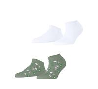ESPRIT Women's Spring Flowers Multipack W Sn Cotton Low-Cut Patterned 2 Pairs Trainer Socks, Multicolor White Green 0080, 2.5-5
