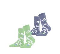 ESPRIT Women's Spring Flowers Multipack W So Cotton Patterned 2 Pairs Socks, Multicolor Blau Grün 0060, 5.5-8