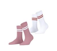 ESPRIT Women's Tennis Stripe Multipack W So Cotton Patterned 2 Pairs Socks, Multicolor White Pink 0030, 2.5-5