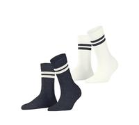 ESPRIT Women's Tennis Stripe Multipack W So Cotton Patterned 2 Pairs Socks, Multicolor Weiß Blau 0020, 2.5-5