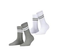ESPRIT Women's Tennis Stripe Multipack W So Cotton Patterned 2 Pairs Socks, Multicolor Weiß Grau 0010, 2.5-5