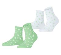Esprit Womens Twig 2 Pack Socks - Green/White