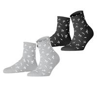 Esprit Womens Twig 2 Pack Socks - Grey/Black