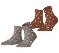 Esprit Womens Twig Short 2 Pack Socks - Brown