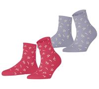 Esprit Womens Twig Short 2 Pack Socks - Pink/Purple Mix