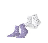 ESPRIT Women's Twig W Sso Cotton Patterned 2 Pairs Socks, Multicolor Weiß Lila 0020, 5.5-8