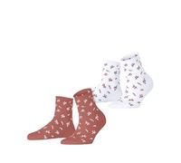 ESPRIT Women's Twig W Sso Cotton Patterned Socks 2 Pairs, Multicolored Pink White 0080, 2.5-5