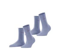 ESPRIT Women's Uni 2-Pack W SO Cotton Plain 2 Pairs Socks, Blue (Jeans Melange 6458), 2.5-5