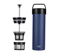 ESPRO P0 Ultralight French Press Coffee Maker for Travel, Vacuum Insulated Stainless Steel, 16 Ounces, Aegean Blue