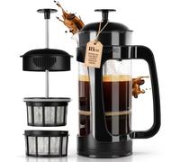 ESPRO P3 Glass Cafetiere French Press Coffee Maker, 2 Cup, 530ml, Black | Borosilicate Glass, Heat Resistant, Patented Double Micro-Filter, Grit-Free Coffee, Dishwasher Safe, Easy to Clean