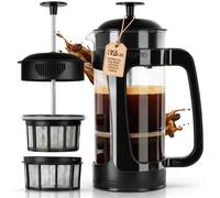 ESPRO P3 Glass Cafetiere French Press Coffee Maker, 4 Cup, 950ml, Black | Borosilicate Glass, Heat Resistant, Patented Double Micro-Filter, Grit-Free Coffee, Dishwasher Safe, Easy to Clean