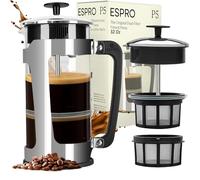 ESPRO - P5 Cafetiere 4 Cup French Press Coffee Maker - Patented Double Micro-filter for Sludge and Grit Free Brew Heat Resistance Thicker Borosilicate Glass - 950ML