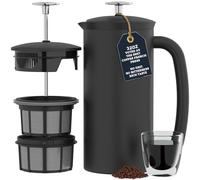 ESPRO P7 French Press Stainless Steel 304 - Patented Double Walled Micro-Filter Insulated French Press Coffee Maker, Grit-Free Brew - Heat Resistant BPA Free Coffee Maker - Matte Black(18oz)
