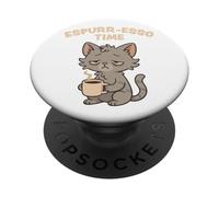 Espurr-Esso Time coffee cat tired funny cats design PopSockets Adhesive PopGrip